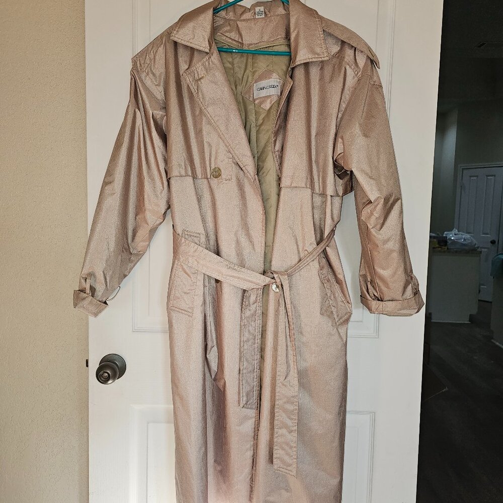 Cabin Creek Metallic Tan/Beige Full Length Coat Size US 12